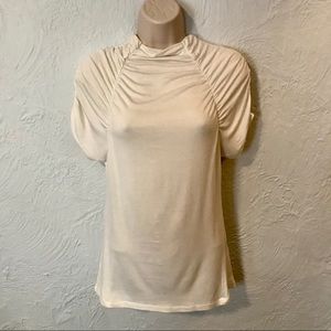Color FX Cream Ruched Short Sleeve Top Size M